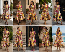 Load image into Gallery viewer, Crowned Floral Statement Shirt Dress