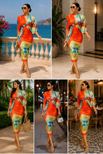 Load image into Gallery viewer, Printed Midi Dress (Orange)