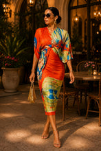 Load image into Gallery viewer, Printed Midi Dress (Orange)