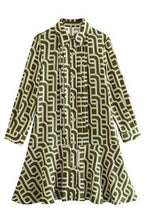 Load image into Gallery viewer, Crowned Geometric Shirt Dress