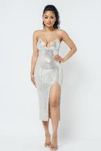 Load image into Gallery viewer, Chel's Sequin Slit Dress