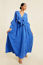 Load image into Gallery viewer, V NECK TIE UP MAXI DRESS