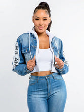 Load image into Gallery viewer, FASHION TOUR DENIM JACKET WITH HOODIE
