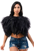 Load image into Gallery viewer, Ruffle Tulle Crop Top- Black, White and Fuchsia

