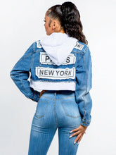 Load image into Gallery viewer, FASHION TOUR DENIM JACKET WITH HOODIE
