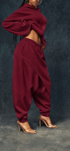 Load image into Gallery viewer, Crowned Luxe Bell-Sleeve Draped Jogger Set
