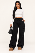 Load image into Gallery viewer, Crowned Cozy Wide-Leg Cargo Pants
