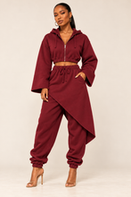 Load image into Gallery viewer, Crowned Luxe Bell-Sleeve Draped Jogger Set

