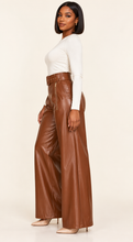Load image into Gallery viewer, Crowned Allure Belted Faux Leather Wide-Leg Pants
