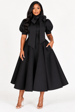Load image into Gallery viewer, Crowned Grace Bow-Neck Midi Dress
