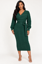 Load image into Gallery viewer, Crowned Cozy Elegance Cable-Knit Midi Dress

