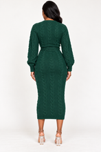 Load image into Gallery viewer, Crowned Cozy Elegance Cable-Knit Midi Dress
