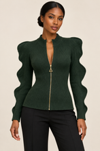 Load image into Gallery viewer, Crowned Sculpture Zip-Front Sweater
