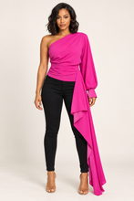 Load image into Gallery viewer, Crowned Grand Entrance One-Shoulder Drape Top
