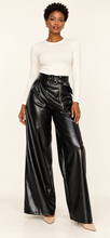 Load image into Gallery viewer, Crowned Allure Belted Faux Leather Wide-Leg Pants
