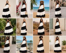Load image into Gallery viewer, Crowned Colorblock Halter Maxi Dress
