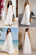 Load image into Gallery viewer, Crowned Pleated Halter Maxi Dress

