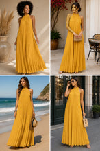 Load image into Gallery viewer, Crowned Pleated Halter Maxi Dress
