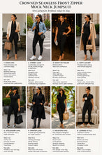 Load image into Gallery viewer, Crowned Seamless Font Zipper Mock Neck Jumpsuit
