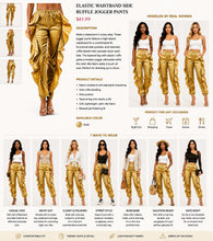 Load image into Gallery viewer, Elastic Waistband Side Ruffle Jogger Pants
