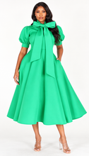 Load image into Gallery viewer, Crowned Grace Bow-Neck Midi Dress
