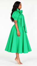 Load image into Gallery viewer, Crowned Grace Bow-Neck Midi Dress
