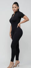 Load image into Gallery viewer, Crowned Seamless Font Zipper Mock Neck Jumpsuit
