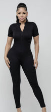 Load image into Gallery viewer, Crowned Seamless Font Zipper Mock Neck Jumpsuit
