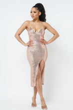 Load image into Gallery viewer, Chel's Sequin Slit Dress
