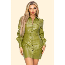Load image into Gallery viewer, Crowned Luxe Belted Leather Dress
