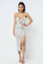 Load image into Gallery viewer, Chel's Sequin Slit Dress

