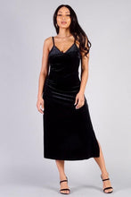 Load image into Gallery viewer, SEXY VELVET SIDE SLIT SLIP DRESS
