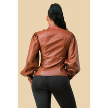 Load image into Gallery viewer, PU Leather Front Button Long Sleeve Top
