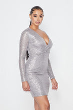 Load image into Gallery viewer, Sequin V Neck Mini Dress
